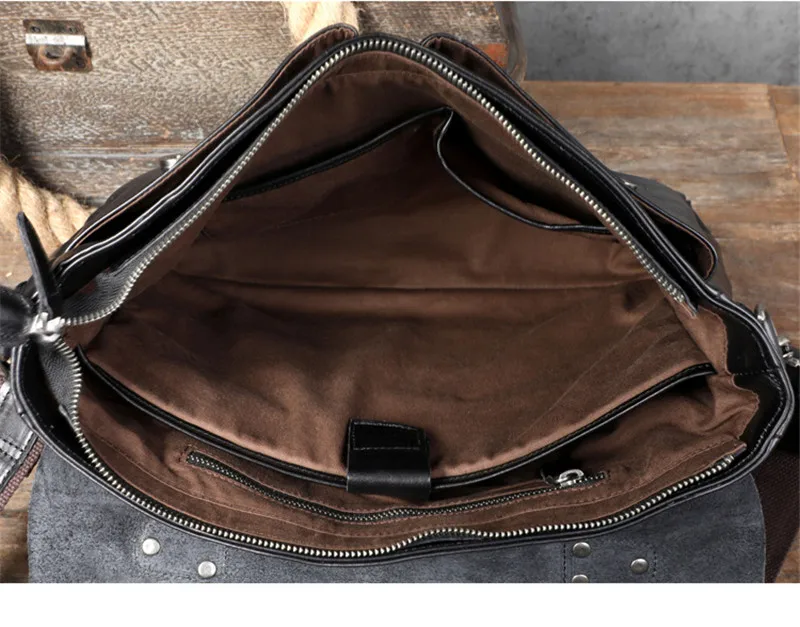 Porte-documents en cuir véritable pour hommes, sac à main en peau de cercle naturelle, sacs de messager noirs pour ordinateur portable, affaires de