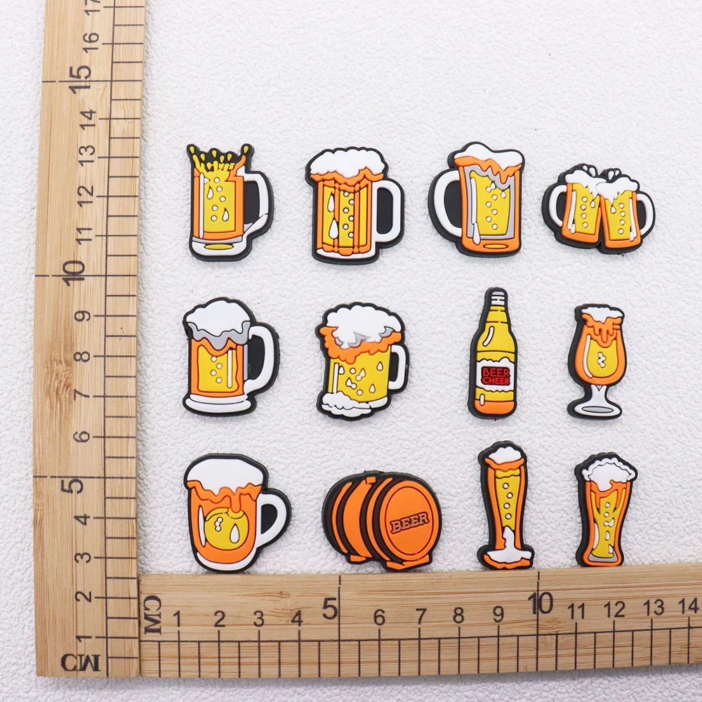 Mix 50pcs PVC Drinks Cheer Beer Sandals Shoe Charms Accessories Adult Designer Decoration DIY Backpack Bracelet Adult Gift