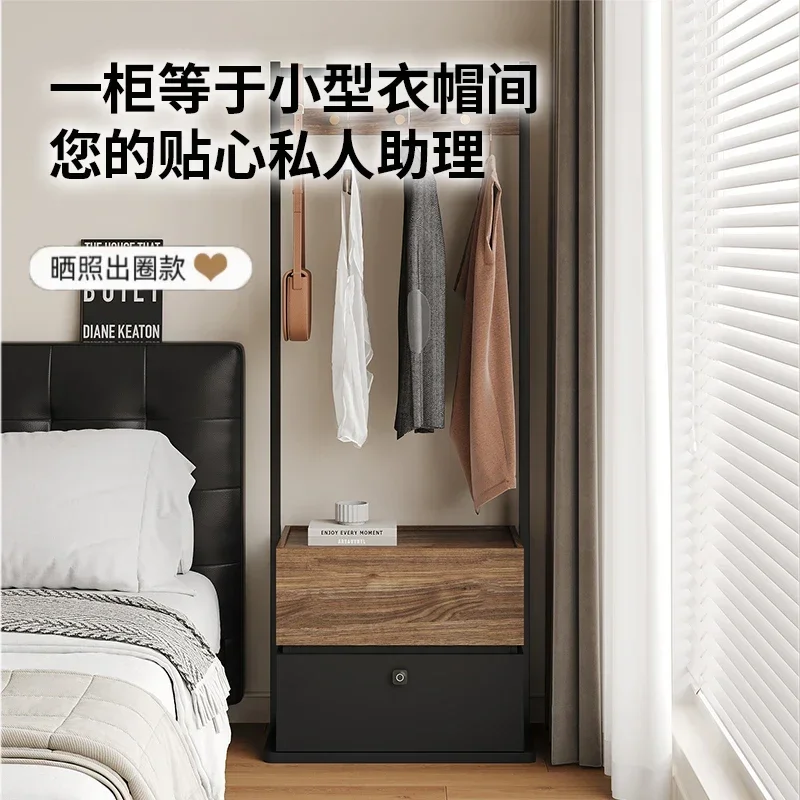 Simple modern bedside table hanger integrated bedroom household coat rack floor to wall clothes storage locker