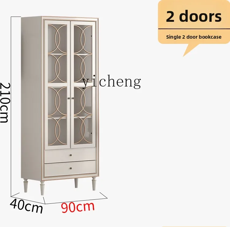 

LX Cream Style Dustproof Living Room Study Display Bookcase Bookshelf