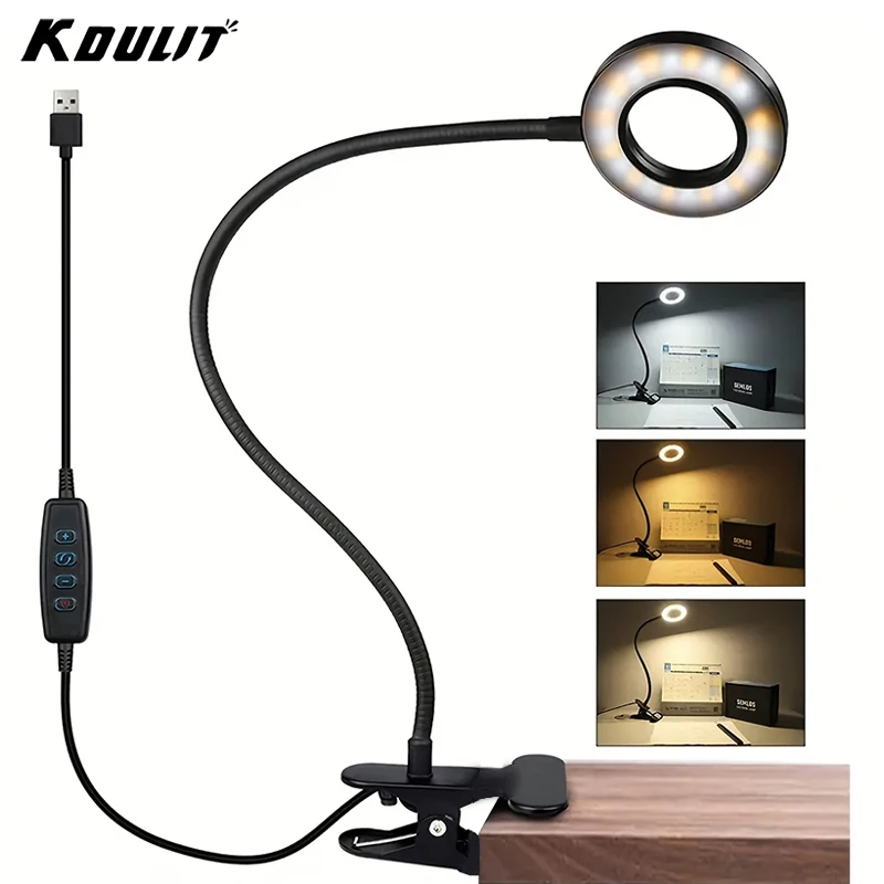 48 مصباح LED بمشبك USB على مصباح مكتبي، ضوء قراءة مرن قابل للتعتيم معقوفة، ضوء ليلي لحماية العين للكتاب، مكتب الطالب