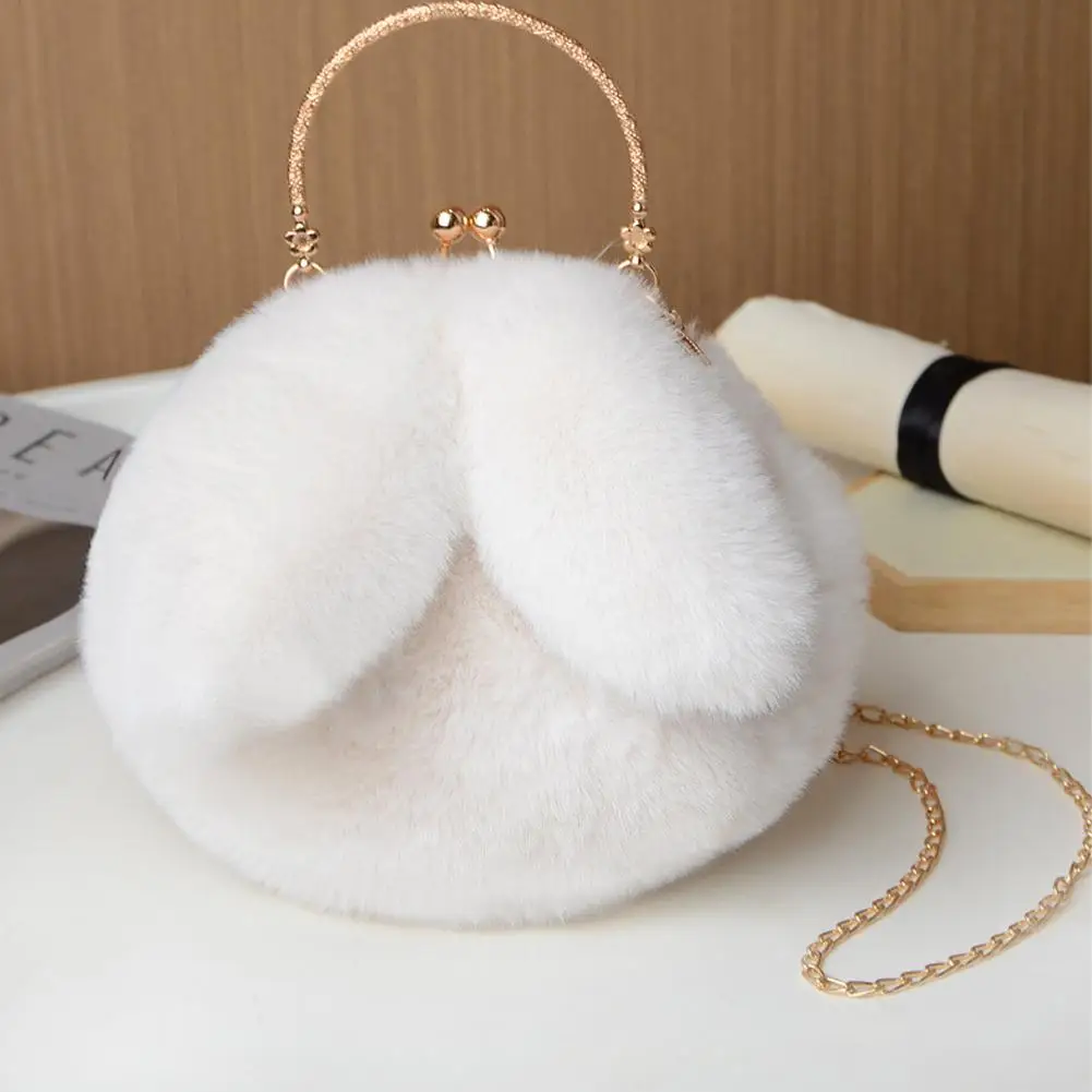 Korean Style Cute Plush Rabbit Crossbody Bag - Women's Fashion Accessory with Unique Ear Design for Purse Lovers