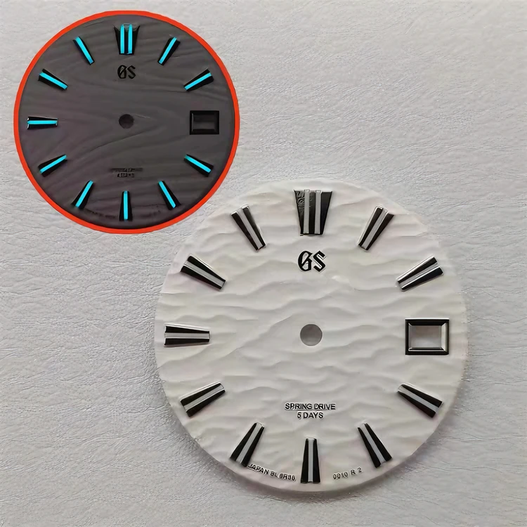 

28,5 мм циферблат NH35/циферблат NH36 сине-зеленый светящийся S-логотип с волнистым узором механические часы BGW9 для мода Seiko