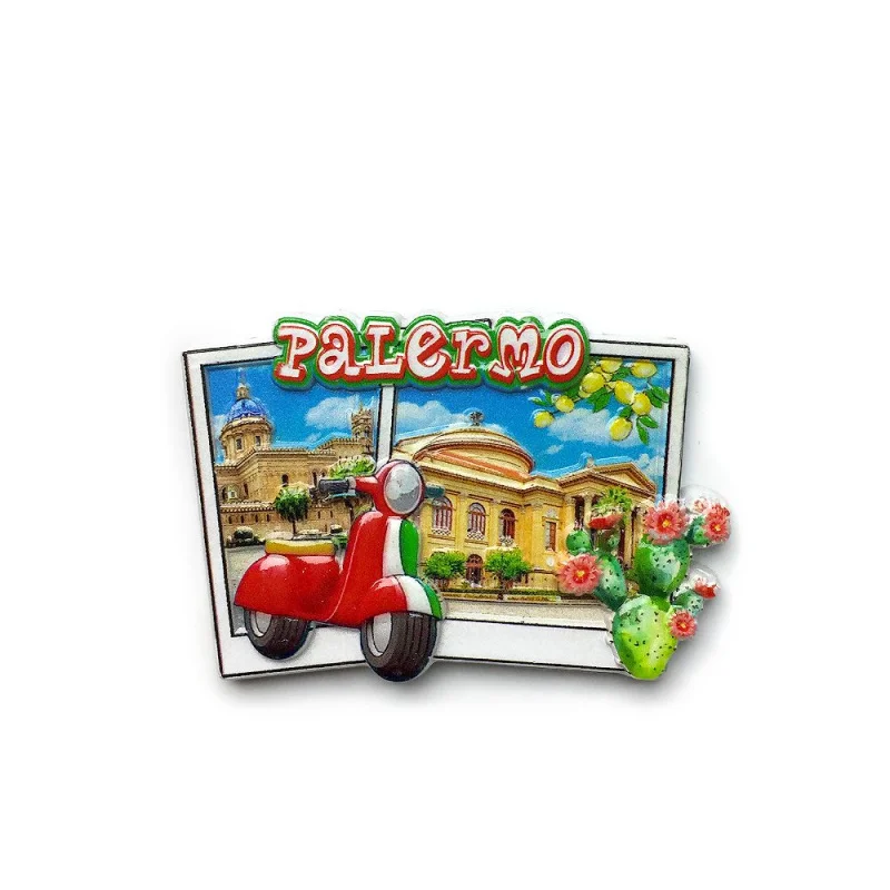 Italy Palermo Landmark Fridge Magnet - 3D Resin Magnet Featuring Palermo Cathedral & Teatro Massimo, Cute Home Decor Items