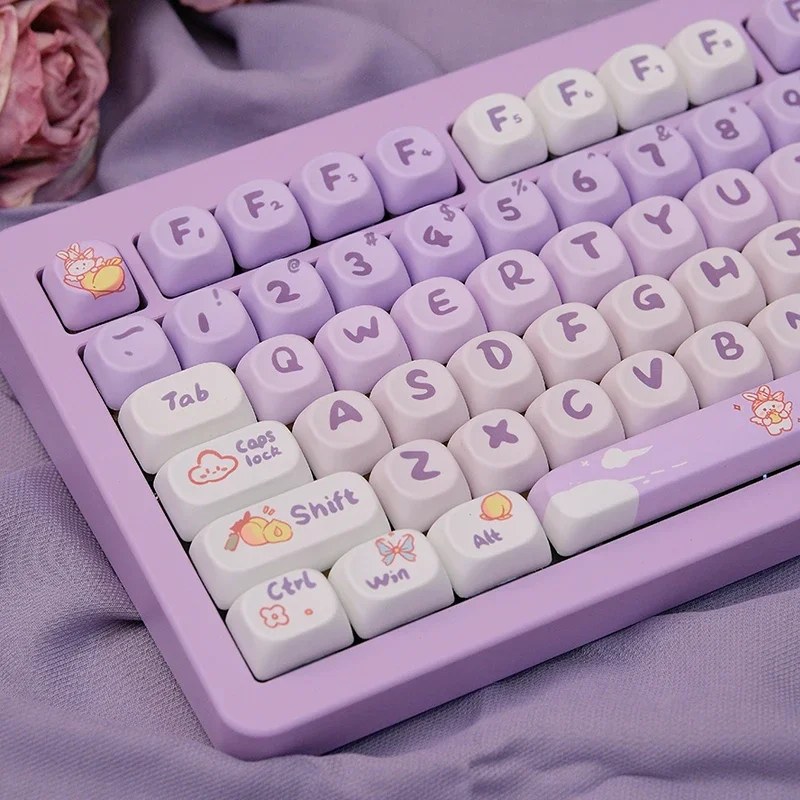 98Keys Lovely Mechanical Keycaps MOA PBT Keycaps  Desktop Computer Keycaps For61/63/64/68/75/82/84/87layouts
