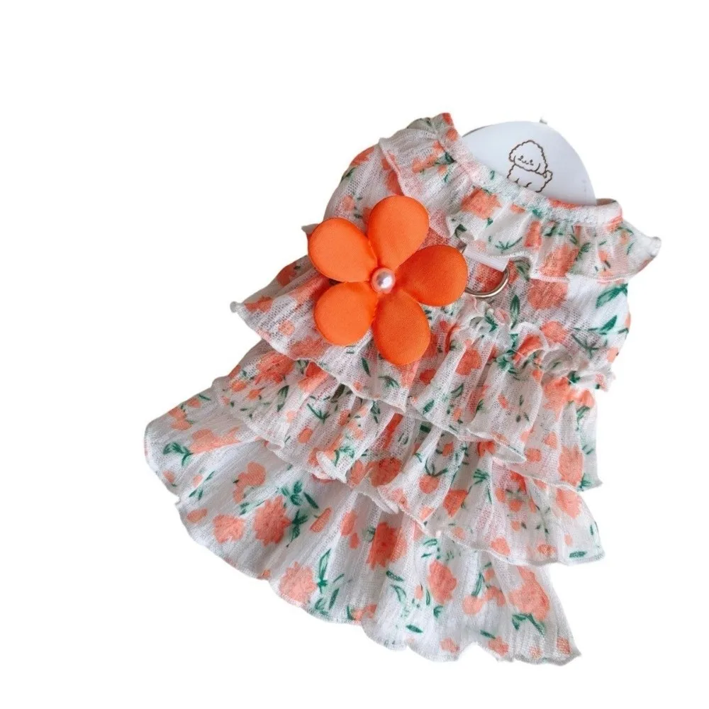 Sweet Dog Layered Dress Breathable Summer Clothes Pet Princess Dress Adorable Skin-friendly Cats Outfits for Small Dog Cat