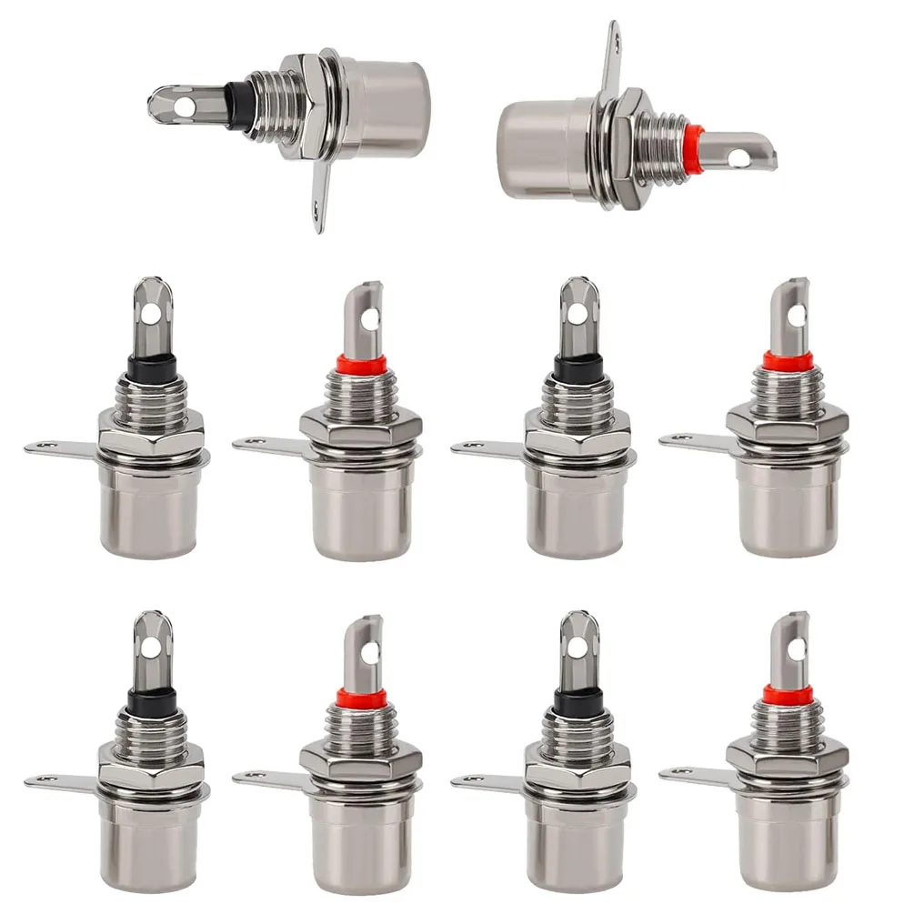 Adaptadores de enchufe de loto hembra RCA de 10 piezas - Montaje en panel del chasis |   Perfecto para conexiones de audio de alta fidelidad con amplificadores y mezcladores