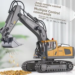 Cross-border popular 11-way alloy remote control excavator kidsren's electric bulldozer boys and girls toys engineering vehic...