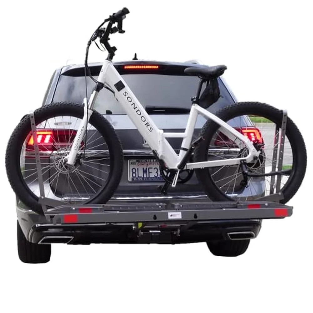 4'' Tire Clamp Ebike Rack with Ramp 150lbs Capacity for 2 Bikes