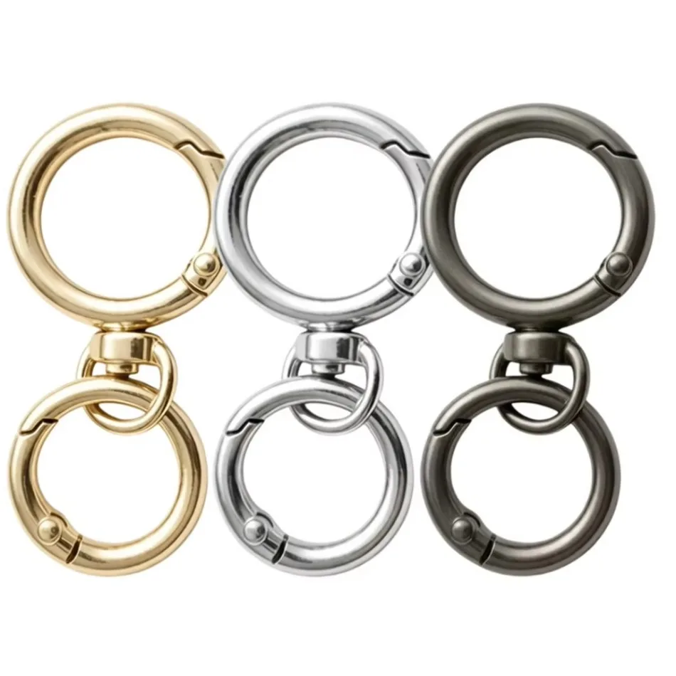 2-50 Sets Round Spring Snap Carabiner Clip O Rings Swivel Trigger Hook Metal Clasps Keychain for Handbag Lanyards DIY Crafts