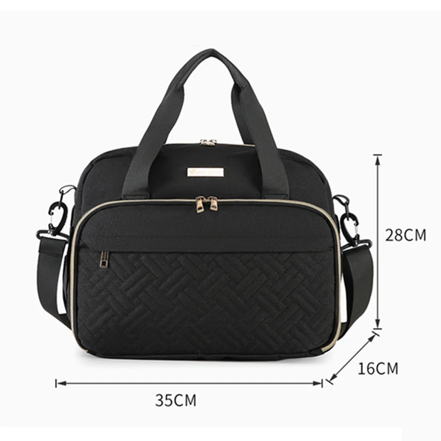 متعددة الوظائف الأمومة الأم الطفل عربة أكياس نمط جديد حقيبة حفاضات مقاومة للماء أسود حقيبة سفر سعة كبيرة