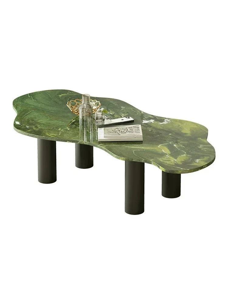 

Natural Avocado Green Luxury Stone Endtable High-End French Entry Lux Vintage Art Cloud Tea Table living room furniture