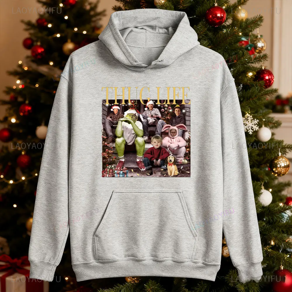 Thug Life عيد الميلاد البلوز عيد الميلاد فيلم قميص هوديس قمم الأصدقاء قميص هدايا عيد الميلاد للنساء عطلة Crewneck عيد الميلاد #4