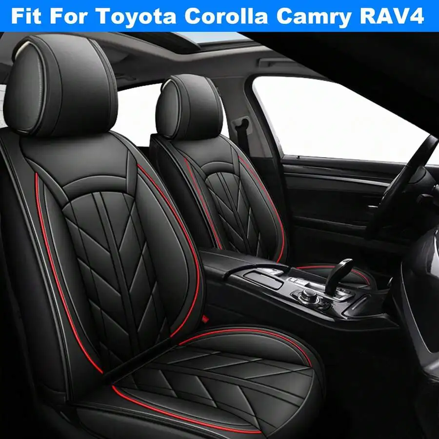 

Waterproof Leather Car Seat Covers Fit Toyota Corolla Camry RAV4 Front Rear With Storage Pockets