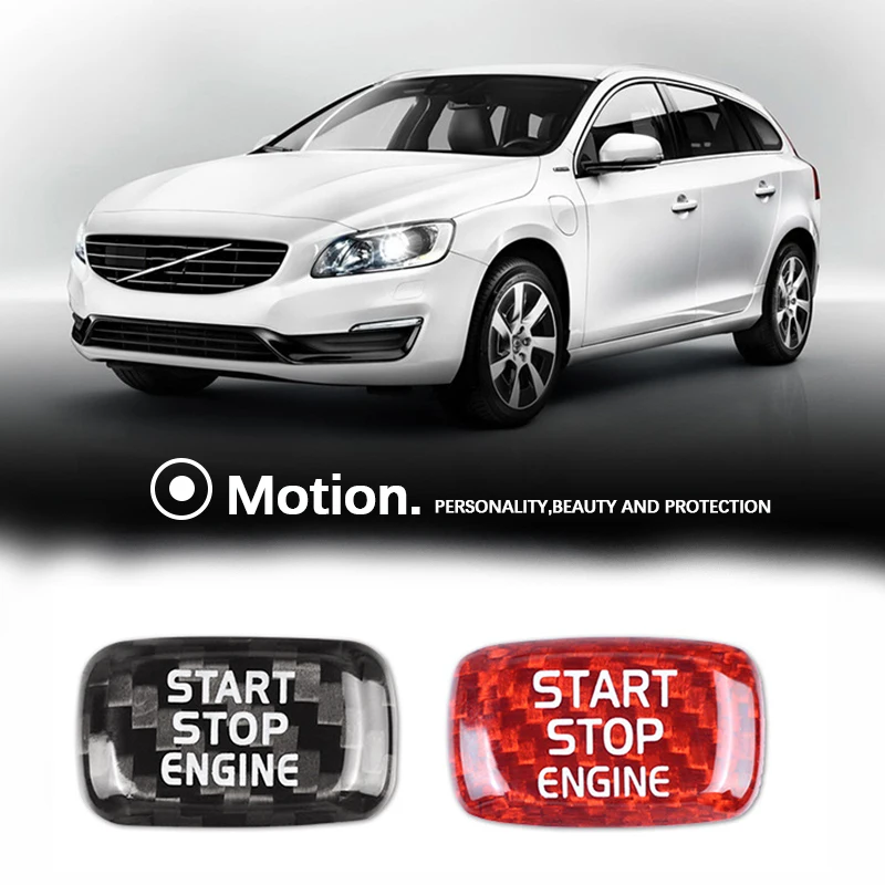 1Pcs Carbon Fiber Car Push Start/Stop Engine Start Button Switch For Volvo V40 V60 S60 S60L XC60 S80L Car Interior Accessories