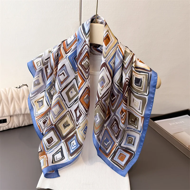 

Elegant Floral Scarf for Lady Fashion Square Silk Neck Kerchief Bandana Foulard Soft Hairbands Women 2025 New Bufanda