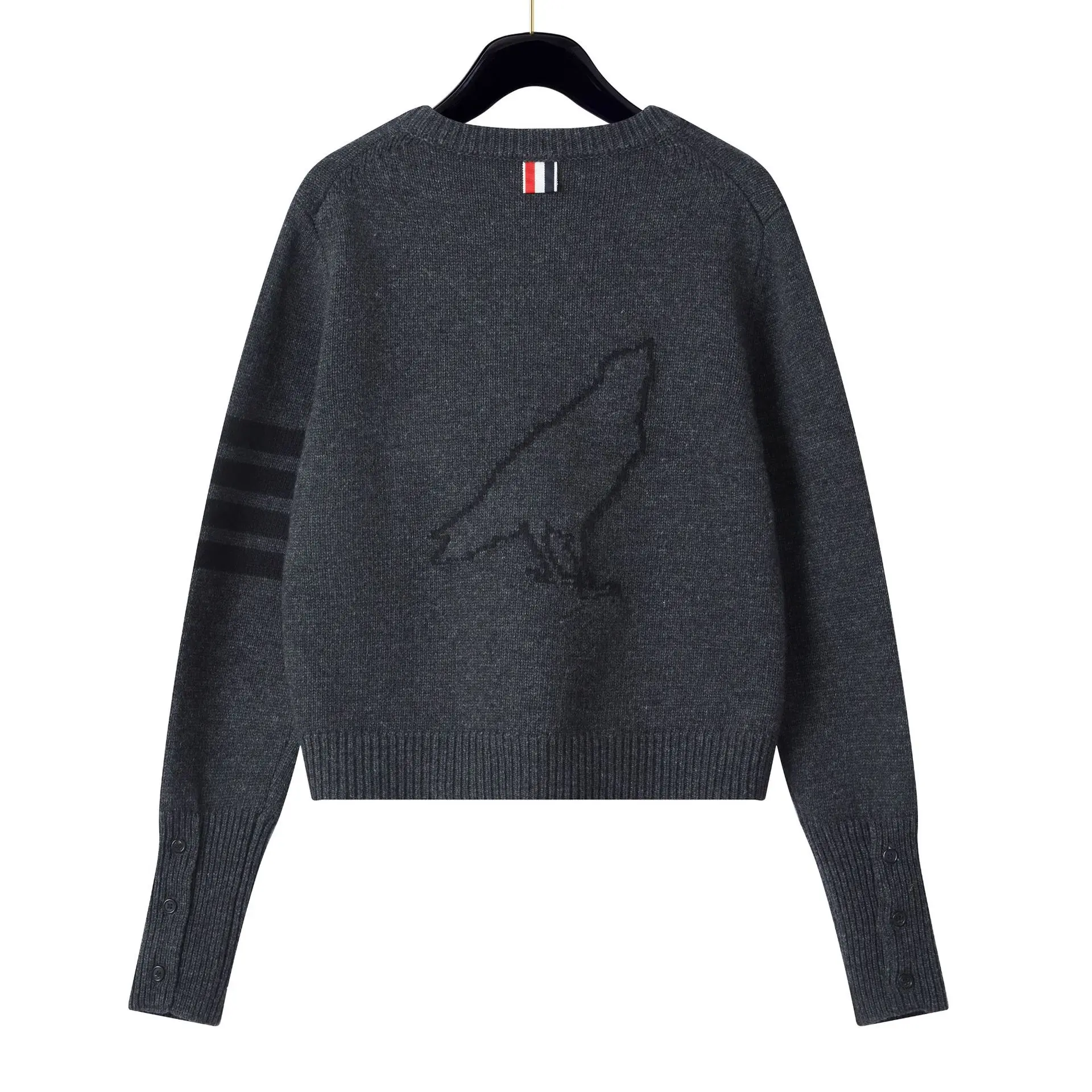 

Women's ort Knitted Cardigan round Ne Casual Versatile Baside Crow Design Autumn Winter New Sle Chinese Wool Blend