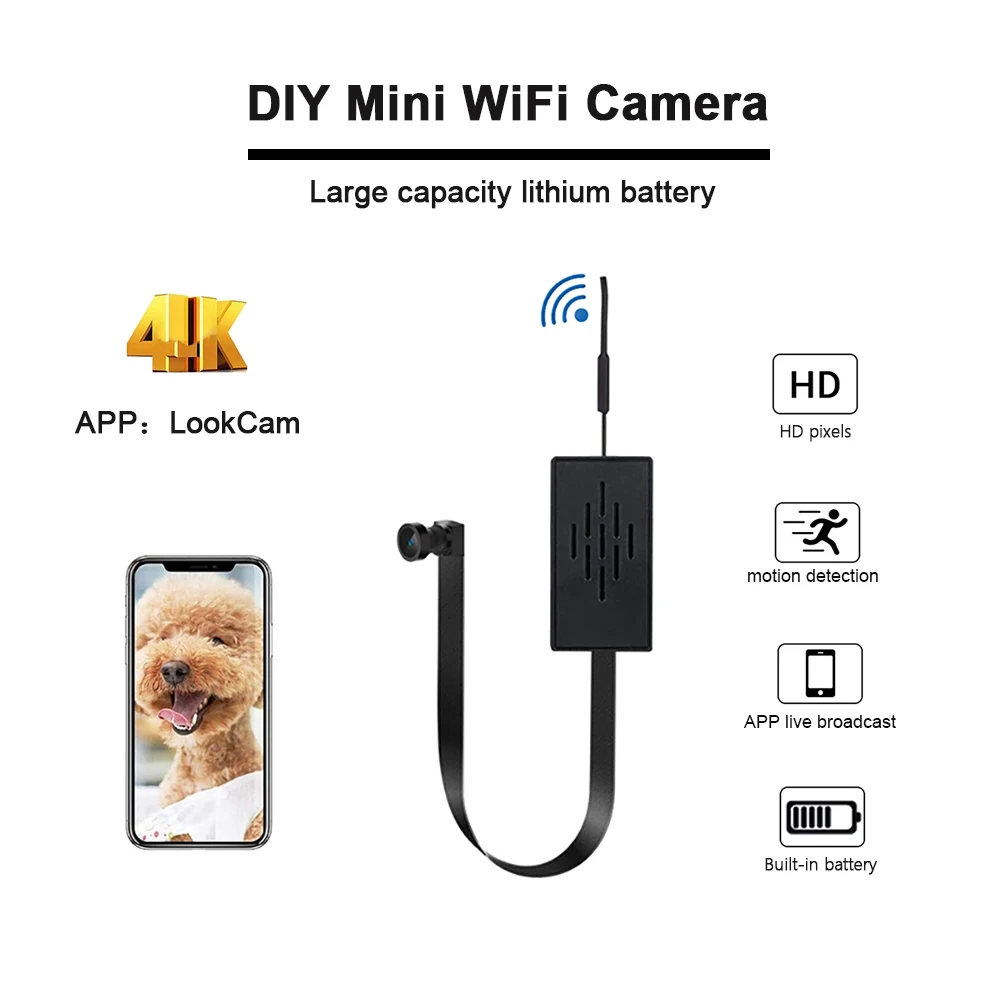 

CCTV 4K Mini DIY Network Camera WIFI HD Smartphone APP Control Wireless Surveillance Camera Built-in Microphone Security Video