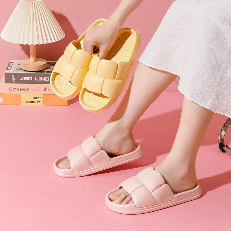 Women Thick Platform Cloud Slippers Summer Beach Eva Soft Sole Slide Sandals Leisure Men Ladies Indoor Bathroom Anti-slip Shoes