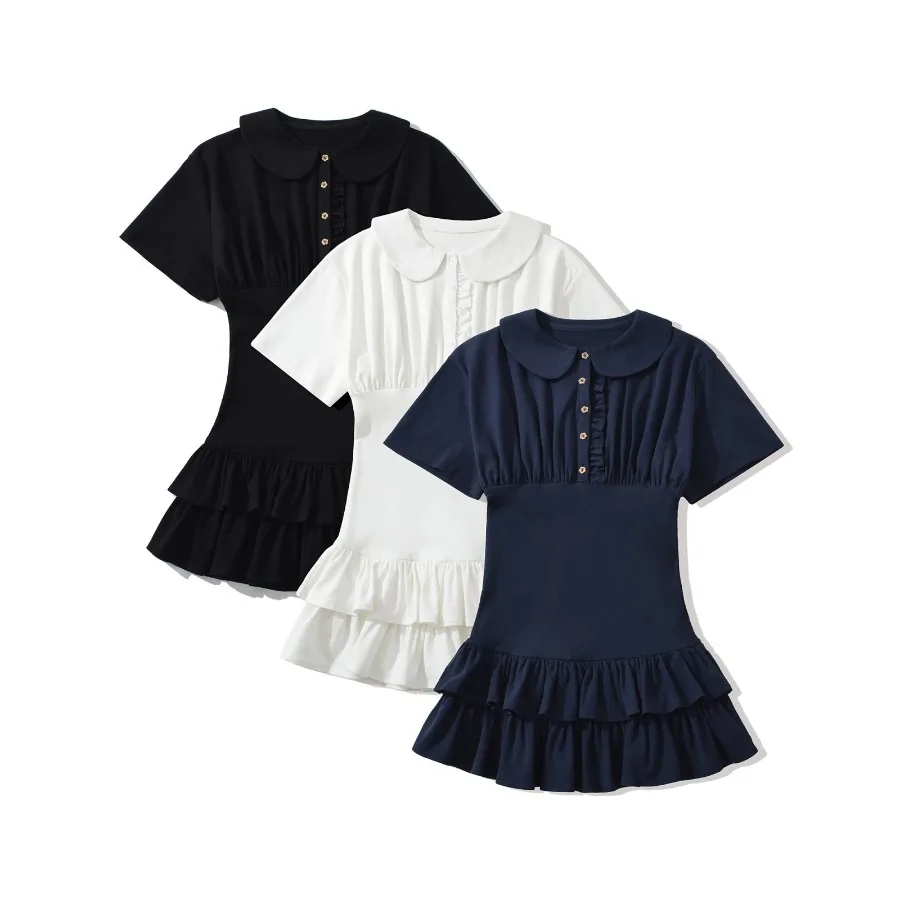 

【New style】 style women's clothing fashionable polo style ruffled shoulder sleeves doll collar dress
