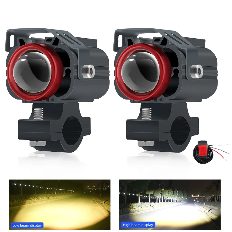 Motorcycle LED Headlight Spotlight Projector Lens Fog Light 6000K 3500K 12V 24V Auxiliary Driving Lamp For Car Off-road 4X4 ATV
