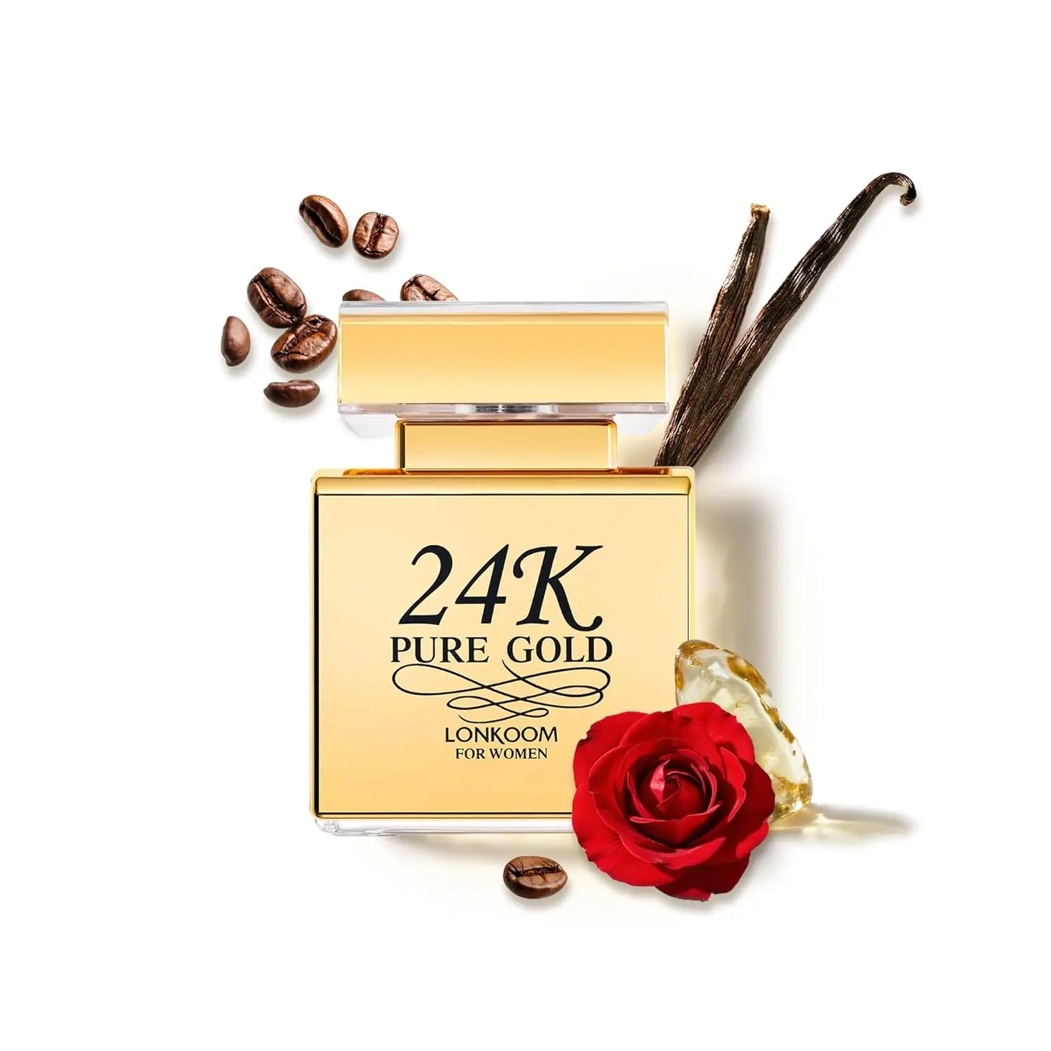 

LONKOOM 24K Pure Gold Perfume 50ml Unisex Long Lasting Floral Fruity Fragrance Luxury Signature Scent Holiday Birthday Gift New
