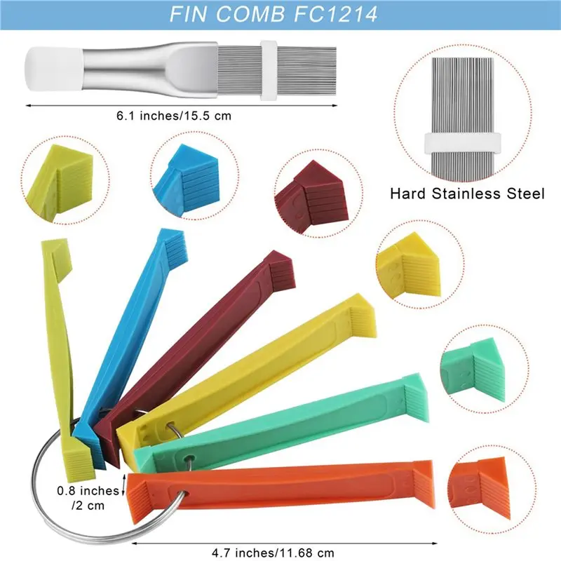 ABZA-12Pc Air Conditioner Fin Cleaner Set,FCR6 Fin Comb Condenser,Air Outlet Cleaner Evaporator Radiator Repair Clean Tool