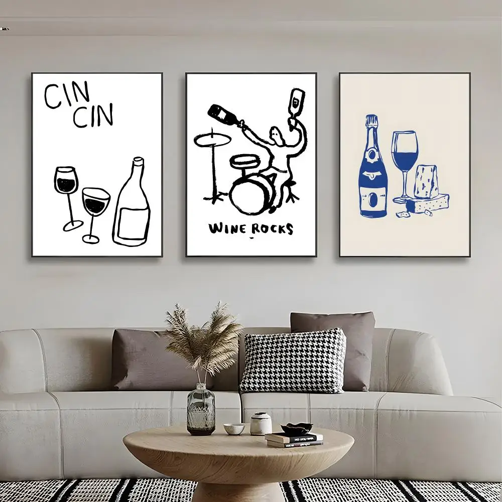 Gourmet W-Wine Cheese Poster Retro Kraft Paper Sticker DIY Room Bar Cafe Aesthetic Art Wall