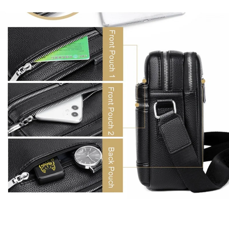 Men's Large Capacity Shoulder Bag Fashion Trendy Pack Casual Small Bags Multi-layer Crossbody