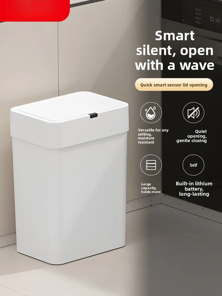 

Умное мусорное ведро с датчиком, большой емкости, для кухни, гостиной, ванной комнаты, водонепроницаемое, из нержавеющей стали, для домашнего использования