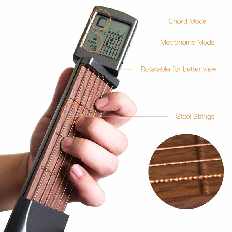 

Portable Guitar Chord Trainer Beginners Rotatable Diagram Chord Screen Guitar Finger Trainer Portable Mini Guitar Practice Tools