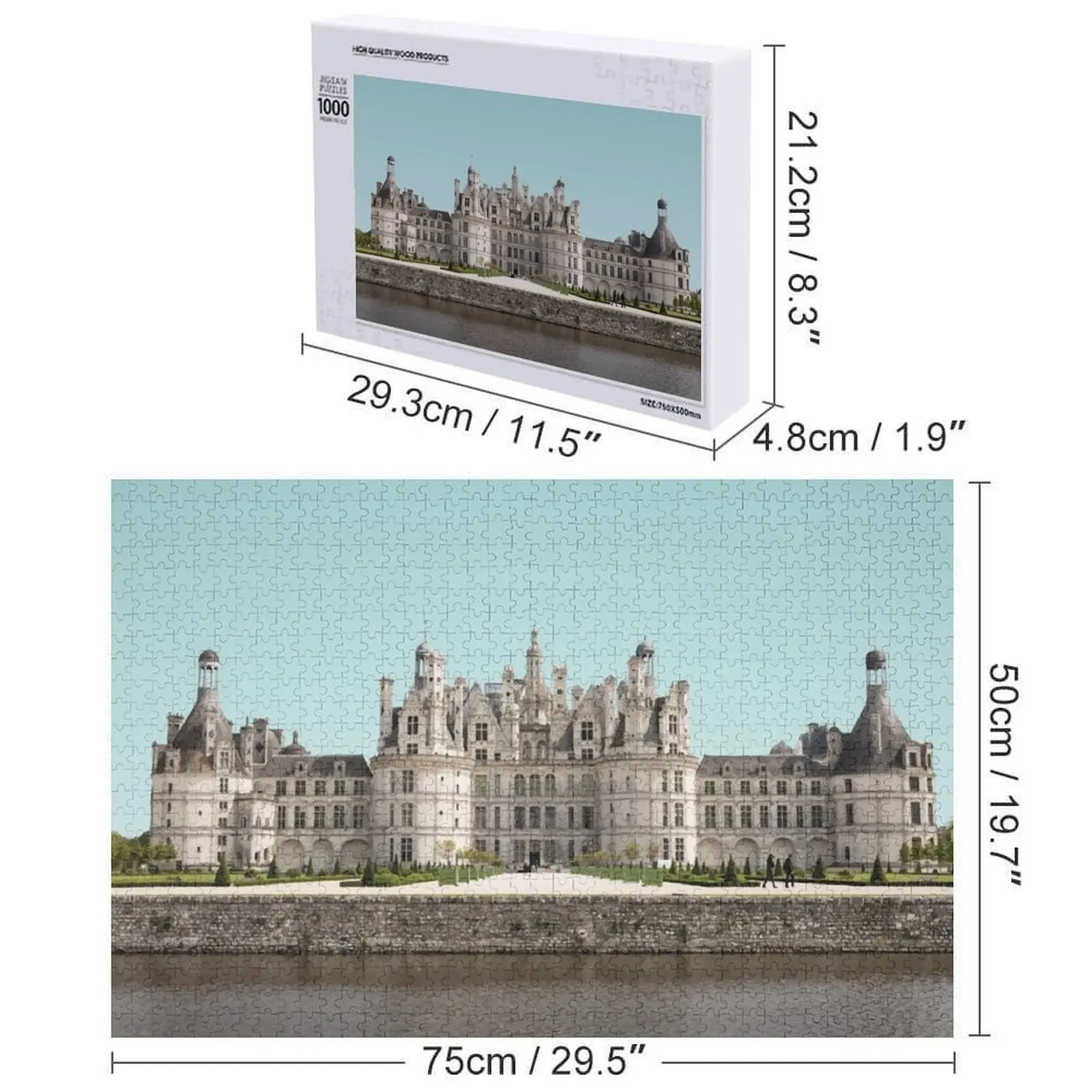 Chambord, quebra-cabeça de arte de viagem francesa, presente personalizado para crianças, brinquedos personalizados para crianças com quebra-cabeça de fotos