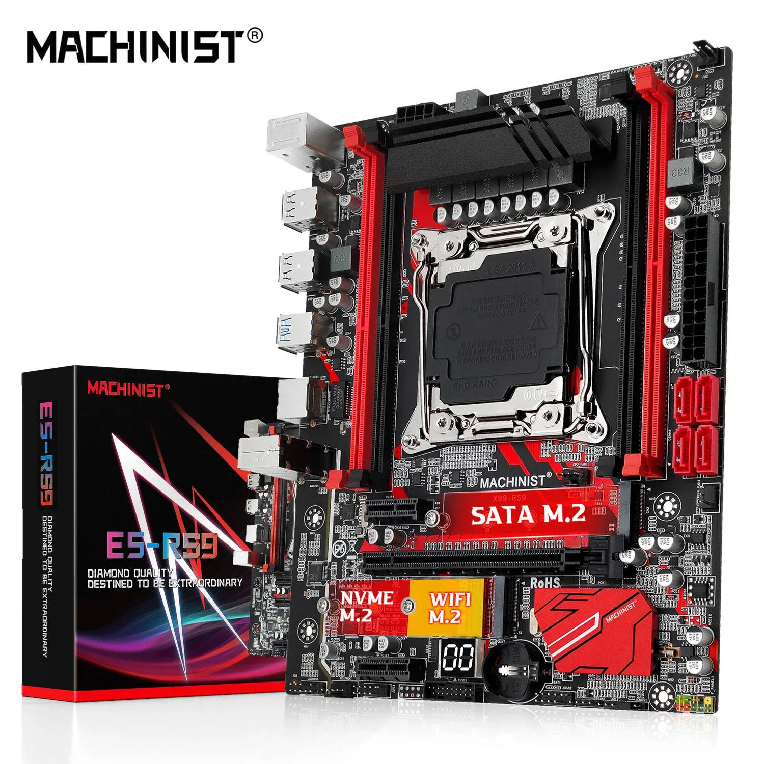 MACHINIST RS9 X99 Motherboard Support Xeon E5 V3 V4 LGA 2011-3 CPU Processor DDR4 RAM Four channel and SATA PCI-E M.2 Slot