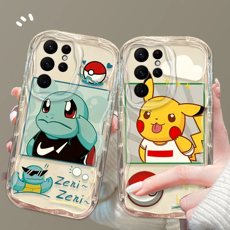 P-ikachu Psyduck For Samsung Galaxy S24 S23 S22 S21 A35 A55 A25 A15 Ultra Plus Lite 5G Wave Oil Phone Case