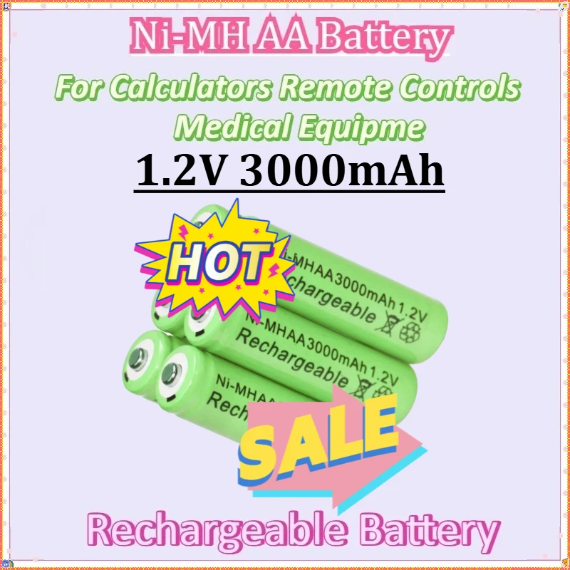 

4~20PCS New Ni-MH AA Alkaline Rechargeable Battery Suitable for Calculators Remote Controls Medical Equipme 1.2V 3000mAh