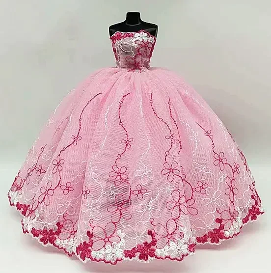 1/6 Doll Clothes for Barbie Dress for Barbie Clothes Floral Lace Wedding Dresses Party Gown Outfits 11.5\