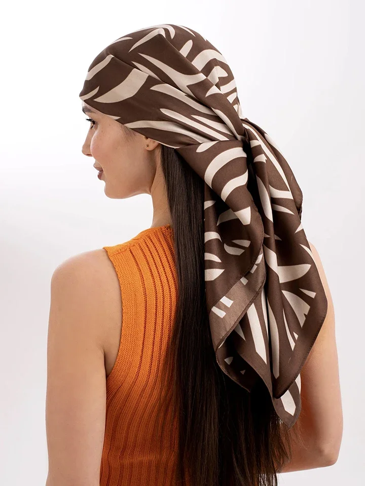 

2025 New Ladies Soft Satin Scarf Fashion Animal Stripes Print Square Scarf Women's Twill Shawl Wrap Hijab Headscarf 90*90CM