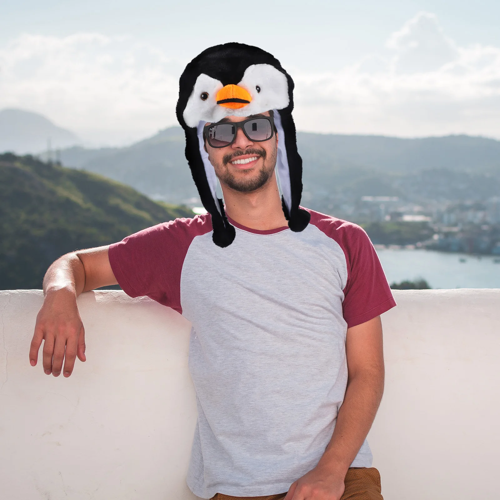 Animal Hat Warm Winter Headwear For Adults Kids Cute Penguin Hood With Pom Poms Carnival Cosplay Party Performance