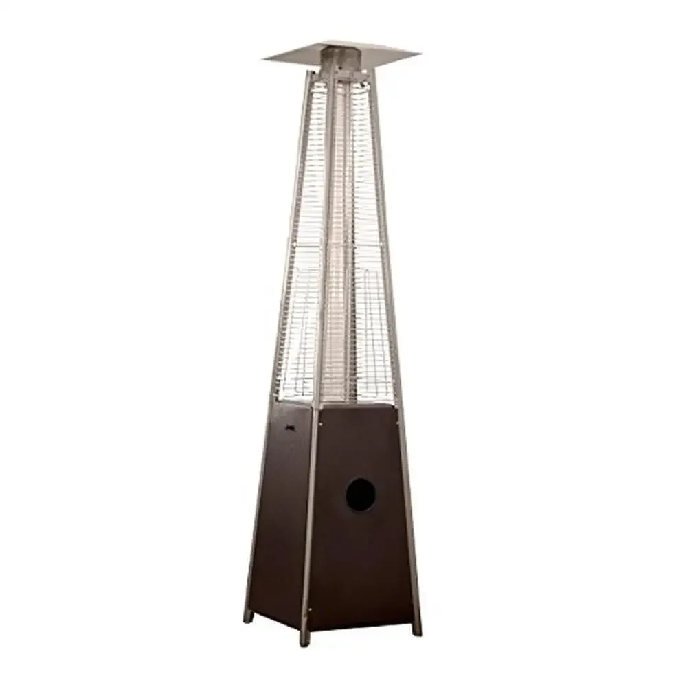 Pyramid Glass Tube Propane Patio Heater w/ Wheels 40,000 BTU Radiant Heat Gas Powered Outdoor Tower British Thermal Unit Hiland