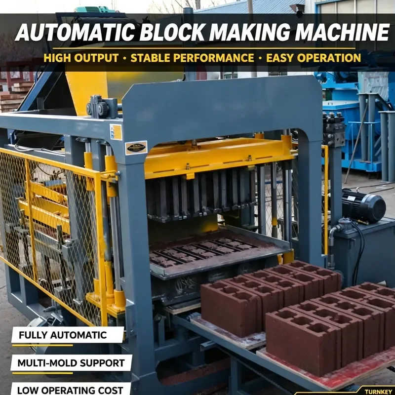 QT4-15 Fully Automatic PLC Controlled Hydraulic Pressure Hollow Block Molding Machine Pump for Concrete Cement Brick