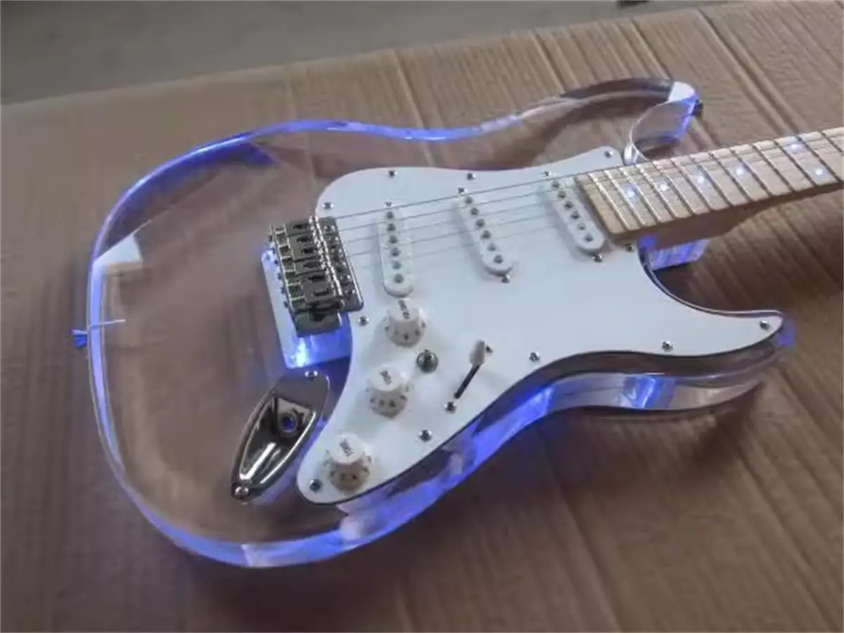 New Electric Acrylic/With RED Light/Electric Guitar Beginner