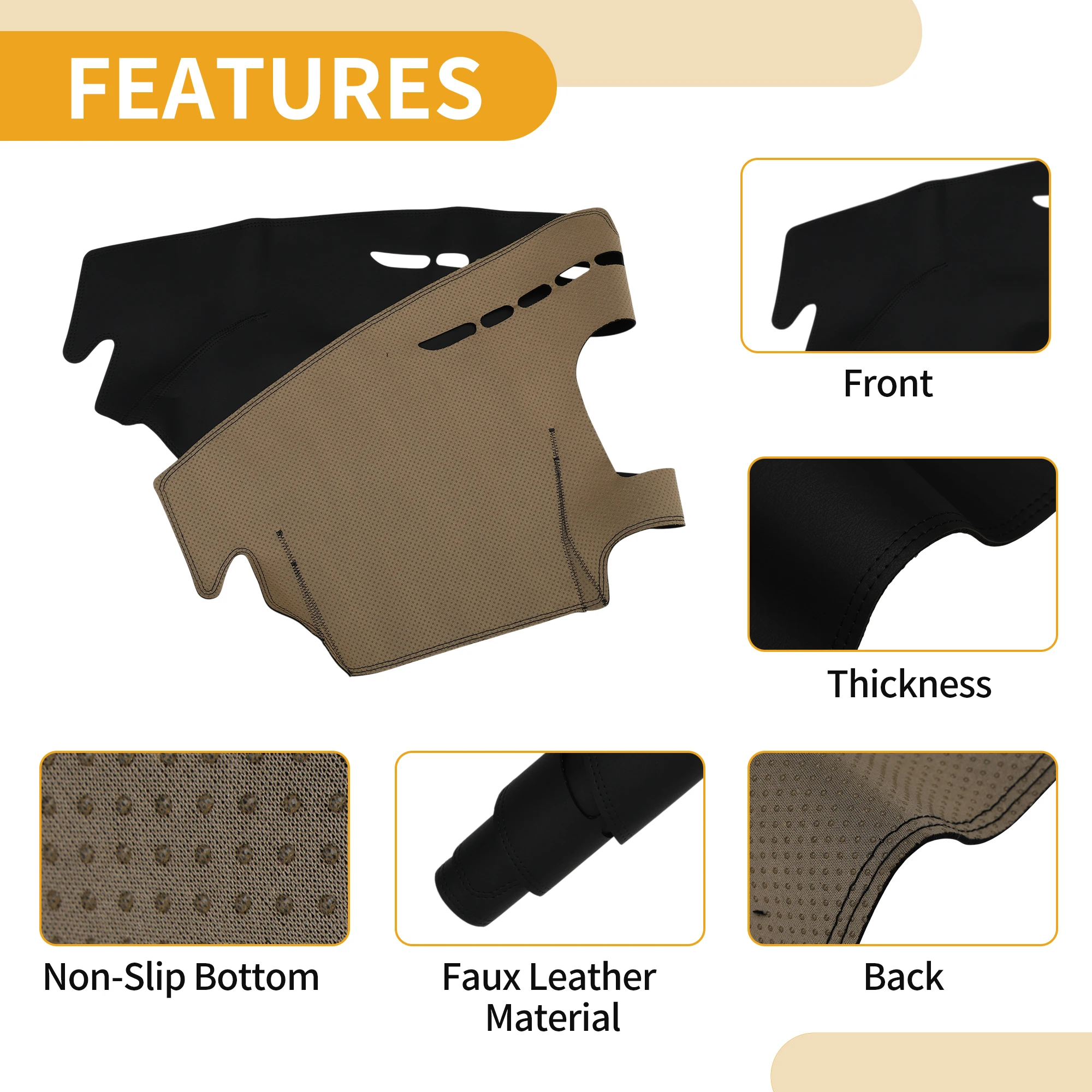 غطاء لوحة القيادة UXCELL لسيارة VW Tiguan 09-17 أسود 1 قطعة وسادة حماية مضادة للغبار والغبار #6