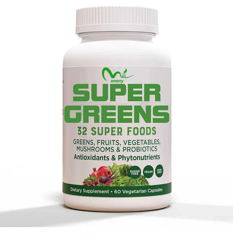 Super vegetable vegetarian, 32 food supplements, fruits, vegetables, mushrooms, and probiotics, rich in antioxidants,60 capsules
