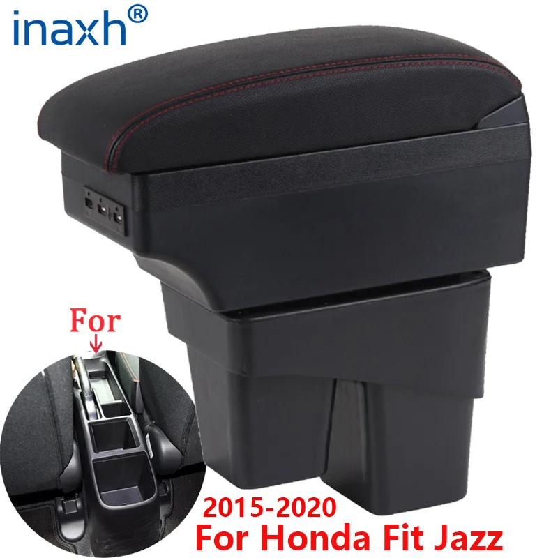 Dla Honda Jazz podłokietnik ze schowkiem dla Honda Fit Jazz 3 podłokietnik samochdoowy 2015-2020 2015 2016 2017 2018 akcesoria do pudełko do przechowywania samochód ramienia 2019