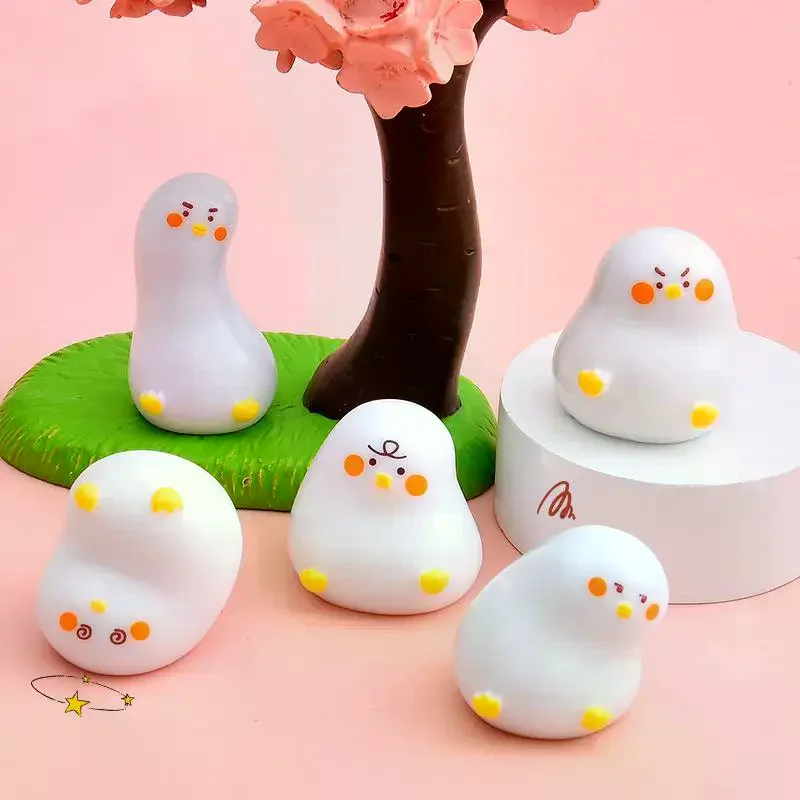 6/7Pcs Cute Mini White Duck Resin Figurines With Adorable Funny Expressions Perfect For Home Desk Decor And DIY Craft Gifts