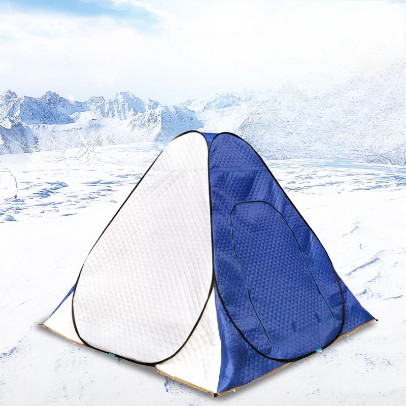Хлопковая палатка для зимней рыбалки, зимняя утолщенная хлопковая палатка с зажимом, теплая защита от холода, портативная быстрооткрытая палатка, 3 размера