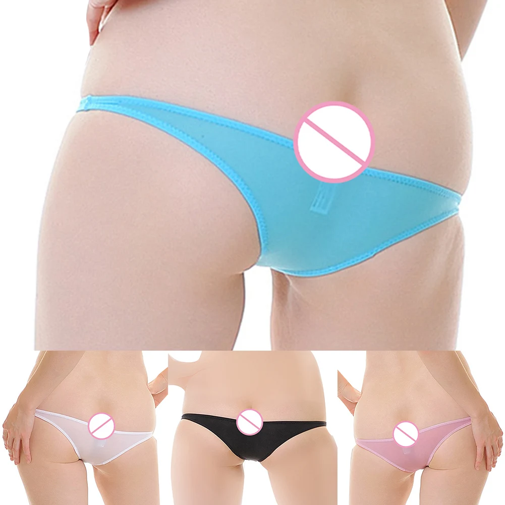 レディースセクシーなシースルーアイスシルク超ローウエストミニブリーフ下着薄いシルクのようなニッカーズ女性用下着
