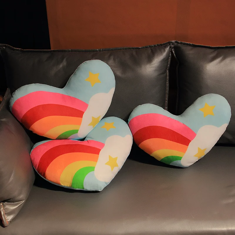 45cm*30cm South Korea Love Heart Rainbow Clouds Couple Cushion Pillow Plush Toys Birthday Gift Wedding Doll