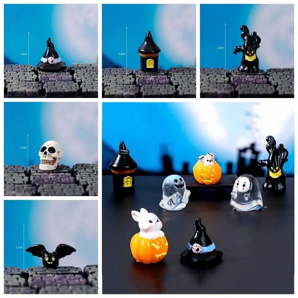 귀여운 마이크로 조경 할로윈 크리스탈 공 수지 휴대하기 쉬운 수지 얼굴없는 유령 미니 호박 수지 장식품 데스크탑