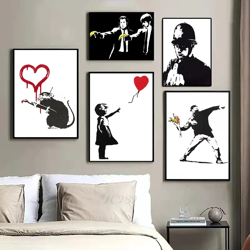 

Banksy Street Graffiti Art Abstract Posters and Prints Moderne Home Decoration Canvas Paintings for Office Living Room Decor